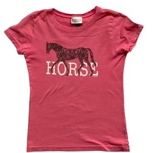 Stirrups Girls Pink Horse T-Shirt Medium (7-8)